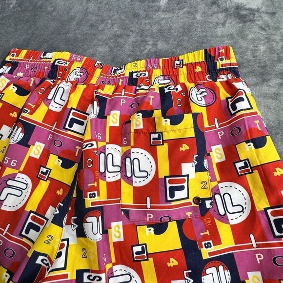 Vintage FILA Sz L Vibrant Geometric All Over Logo SPORT Shorts Swimming Trunks - Picture 4 of 11